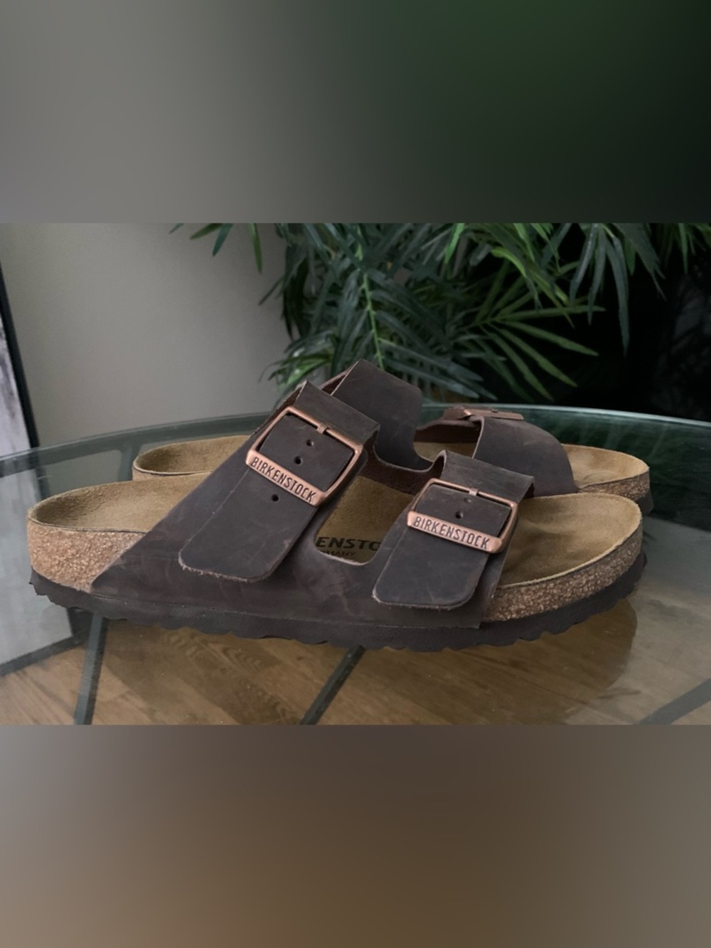 Birkenstock Brown Leather Double-Strap Sandals with Copper Buckles. Women size 7 - Picture 3 of 5